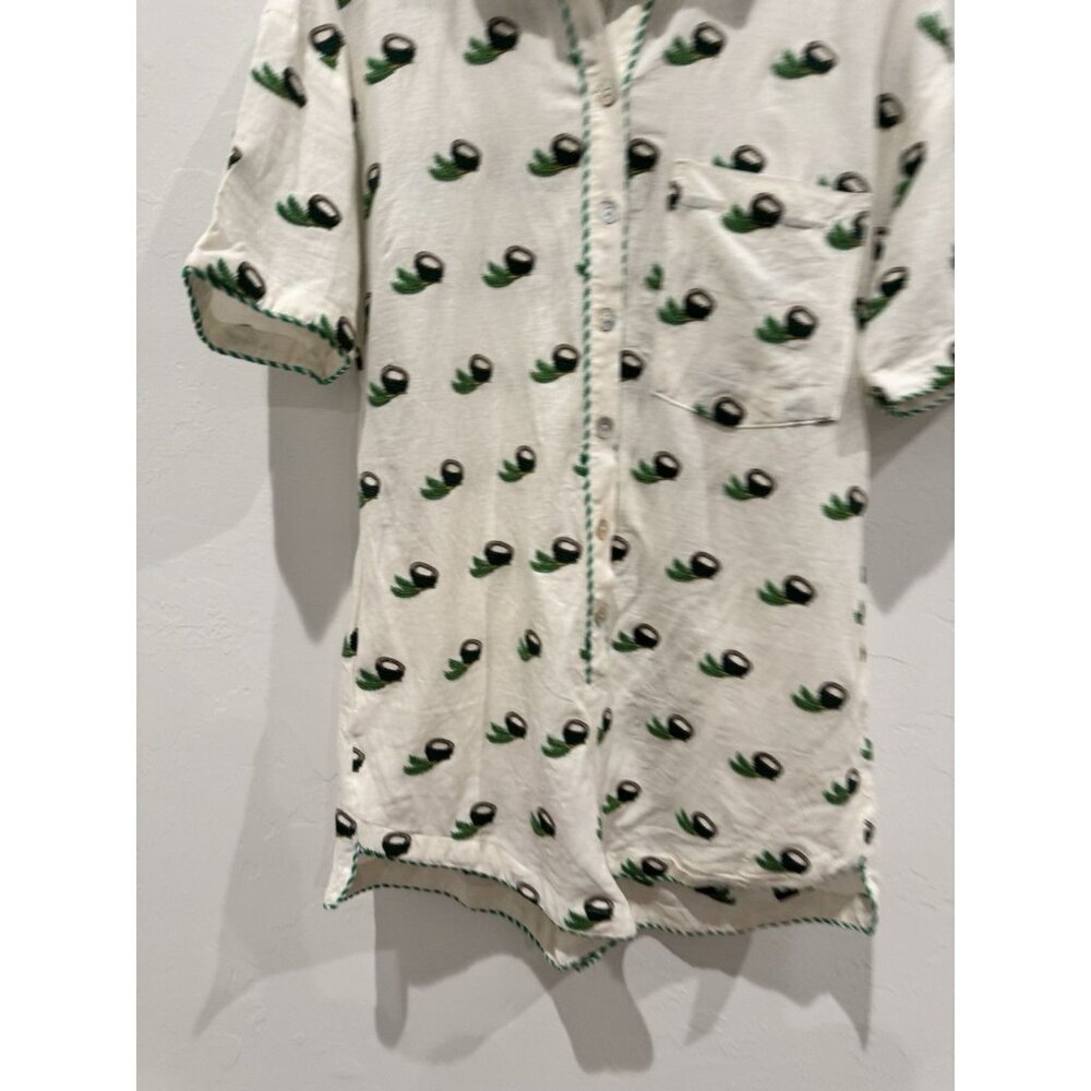 FARM RIO Embroidered Coconut Romper Jumpsuit Shorts Cross Stitch Linen Medium - Picture 3 of 16